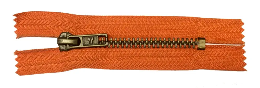 Reißverschluss orange, 008 cm Metall nicht teilbar 6 mm Kette