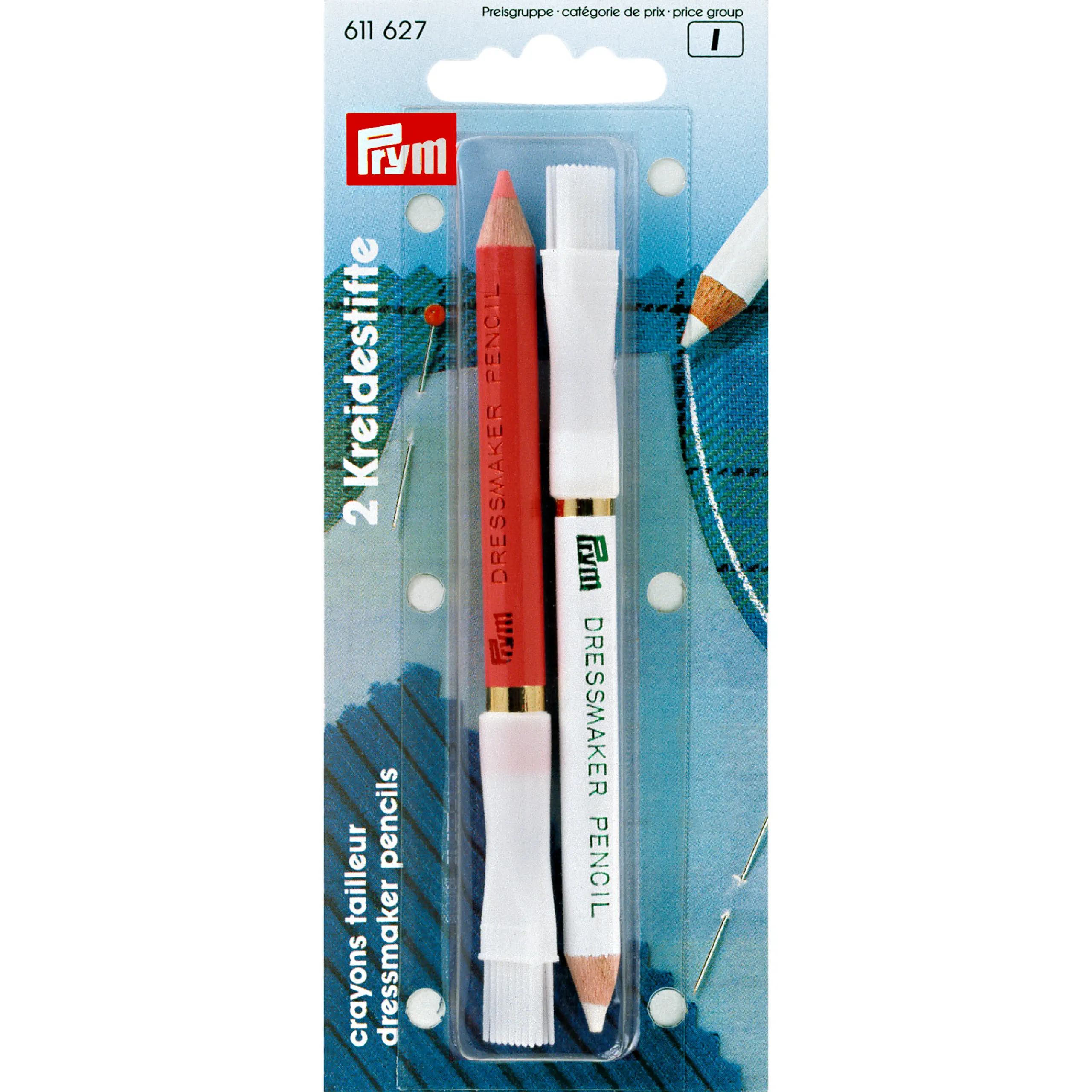 Prym 611627 Kreidestifte + Bürste weiß/rosa