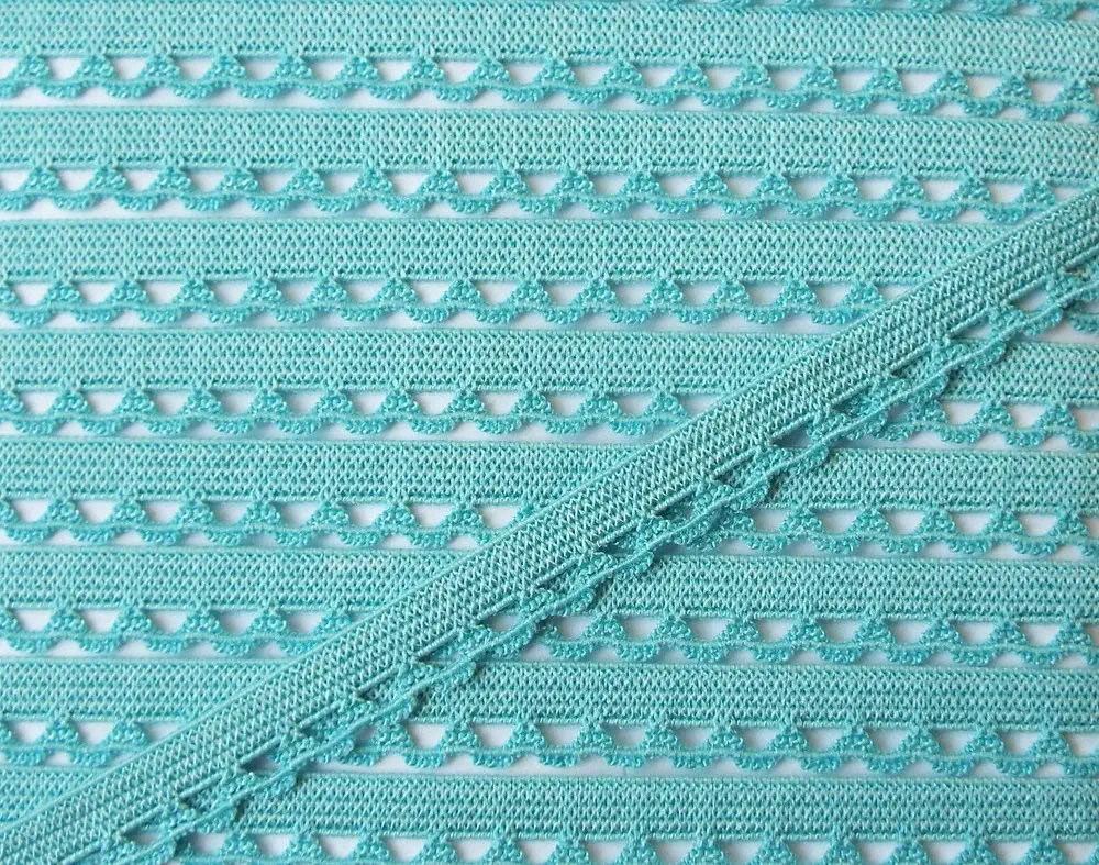 3 m Wäschespitze elastisch 12mm grün türkis/aqua