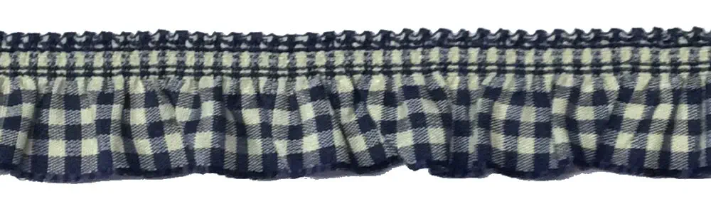 Vichy-Karo-Rüsche dunkelblau 19 mm