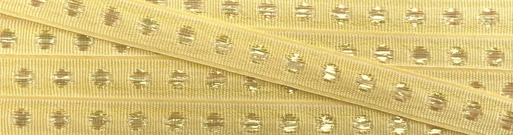 Ripsband 10 mm gelb mit multicolor Punkten