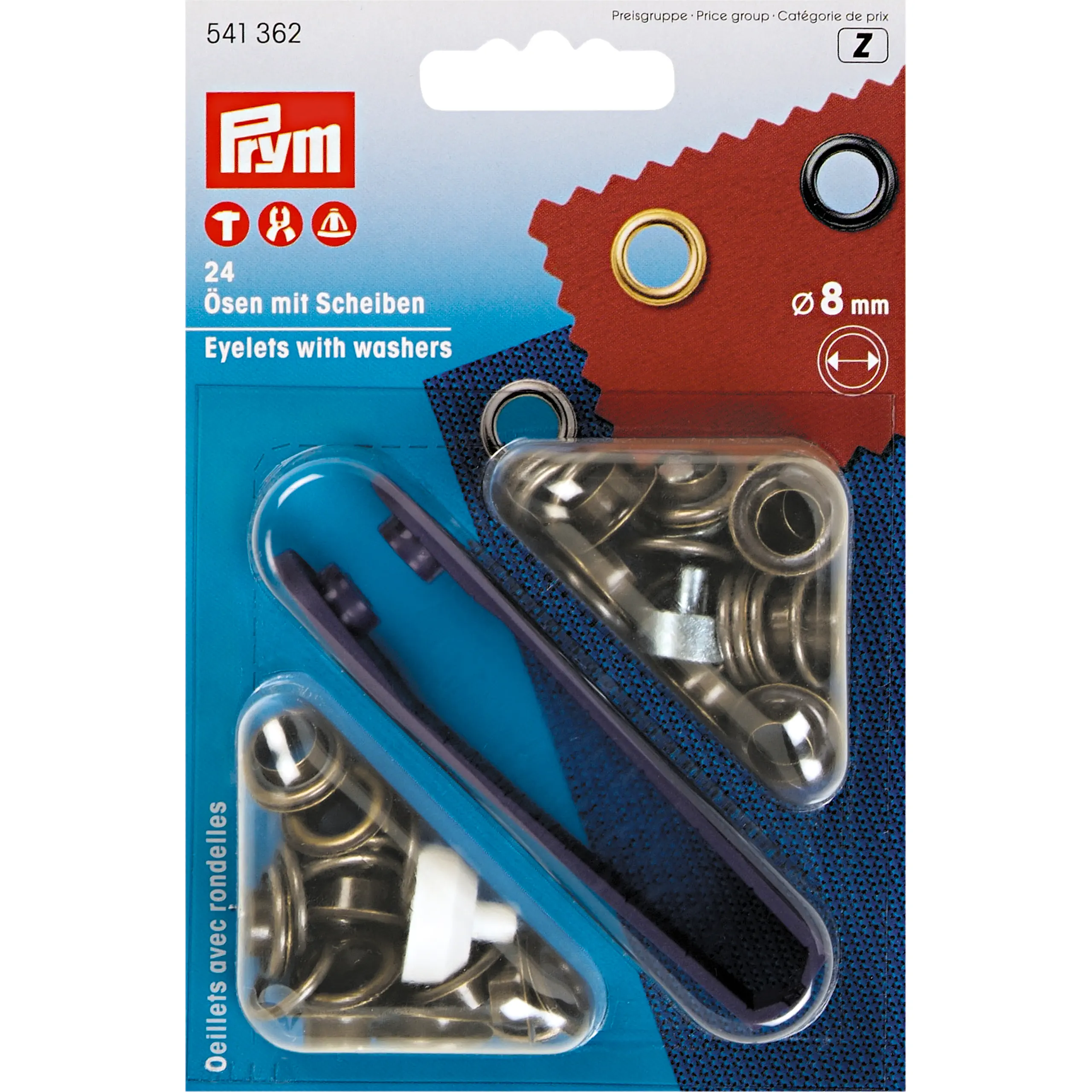 Prym 541362 Ösen und Scheiben 8,0 mm altmessing