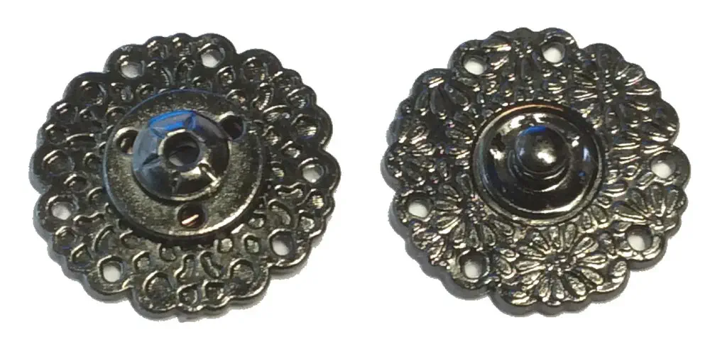 Druckknopf zum Annähen Metall silber/brüniert 25mm