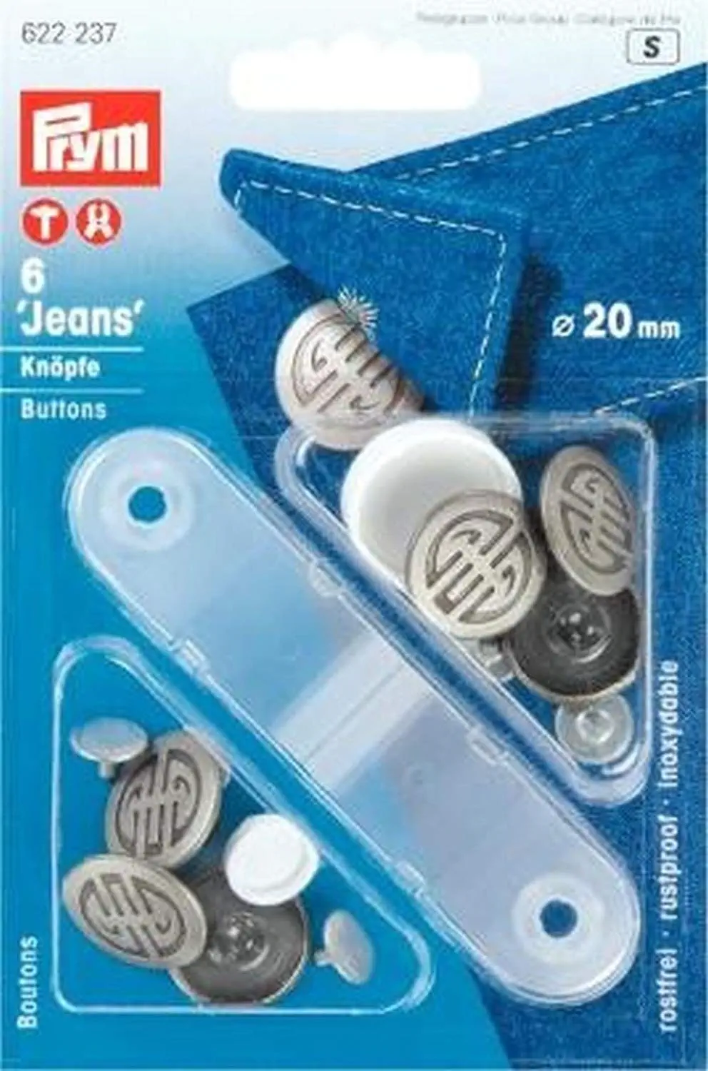 Prym 622237 NF-Jeans-Knöpfe Artdeco MS 20 mm alteisen