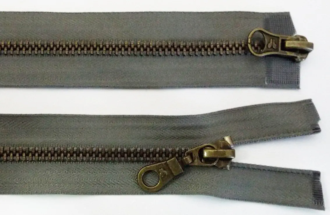 Reißverschluss grau, 055 cm Metall teilbar 2-Wege