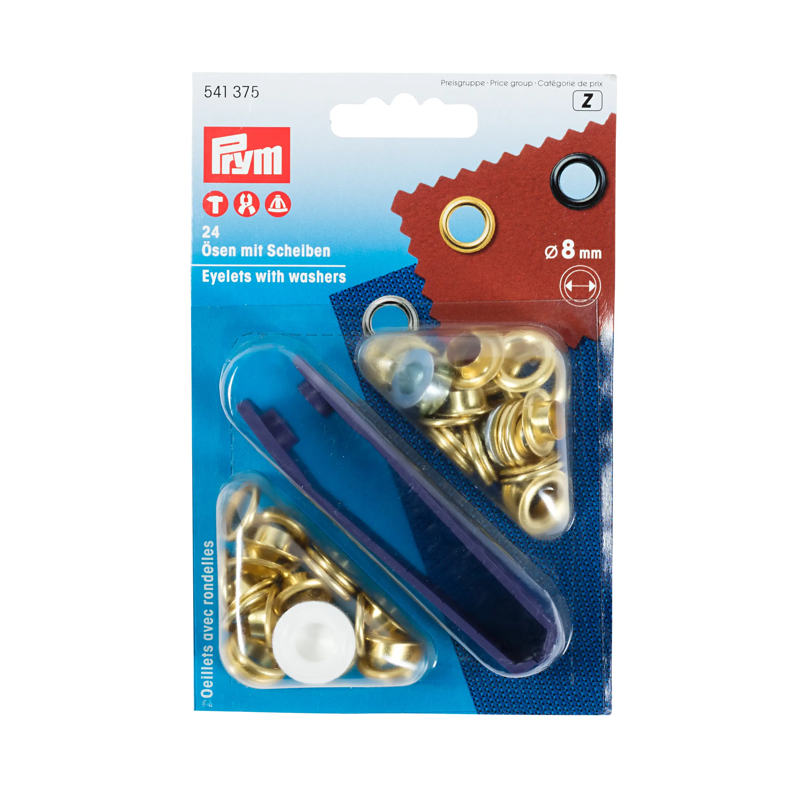 Prym 541375 Ösen und Scheiben 8,0 mm gold