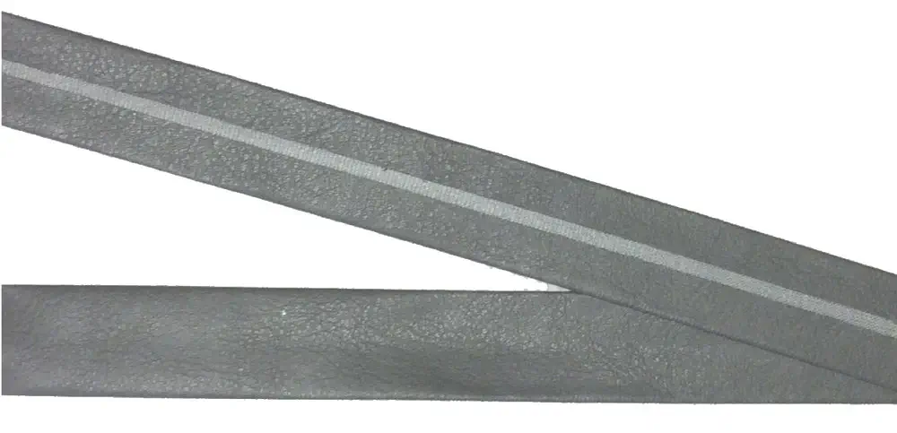 Einfaßband/Kunstleder 20mm vorgefalzt grau