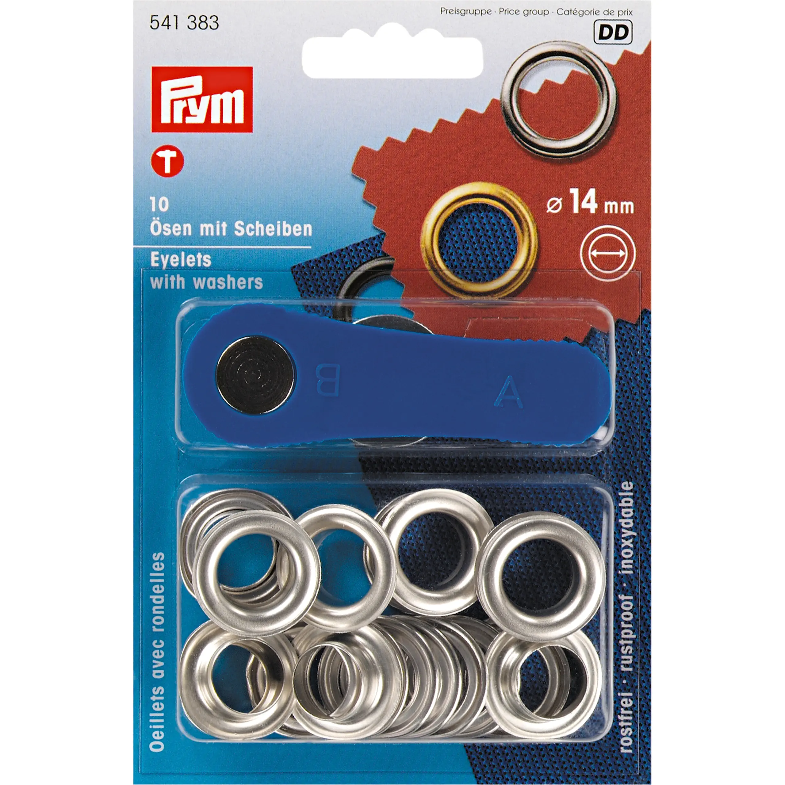Prym 541383 Ösen und Scheiben 14,0 mm silber