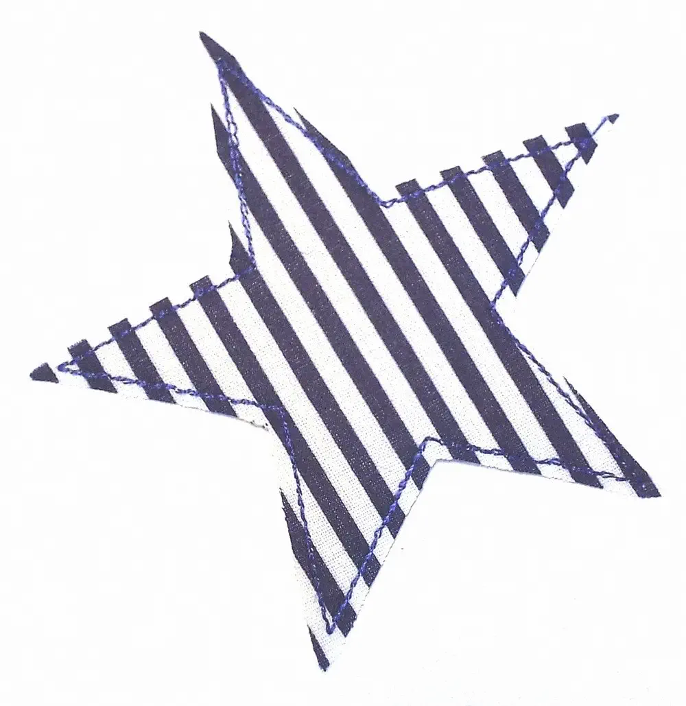 Patches/Bügelflicken Stern dunkel blau gestreift 11,5 cm