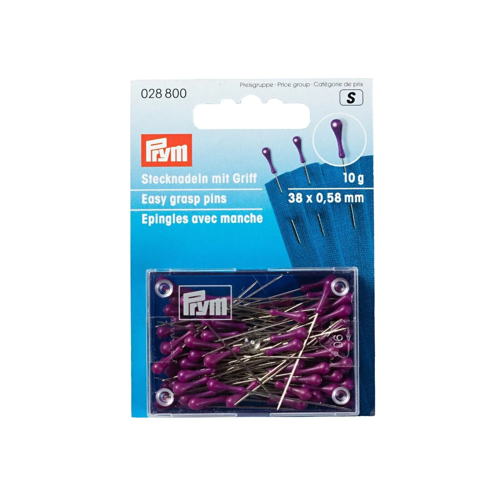 Prym 028800 Stecknadeln mit Griff 10g 38 x 0,58 mm