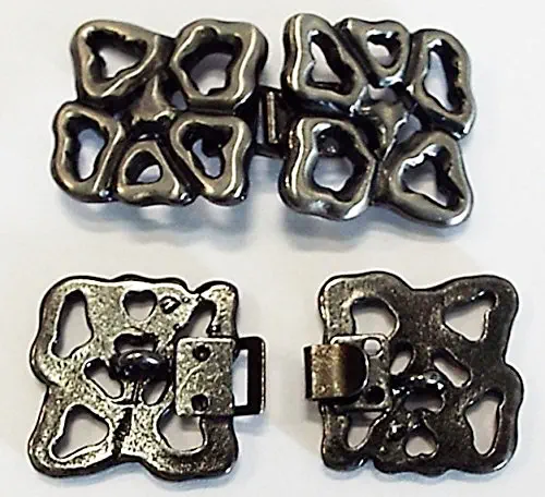 Bekleidungsverschluß altsilber zum Einhaken 45 x 20 mm