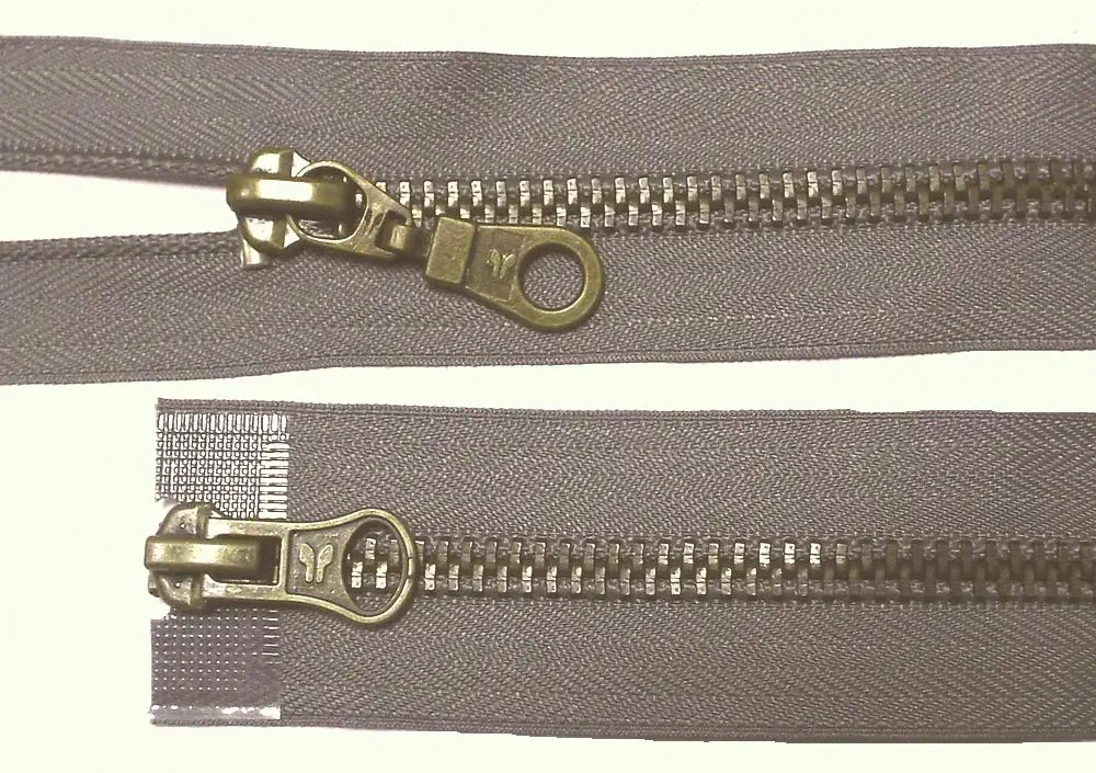 Reißverschluss grau , 064 cm Metall teilbar 2-Wege