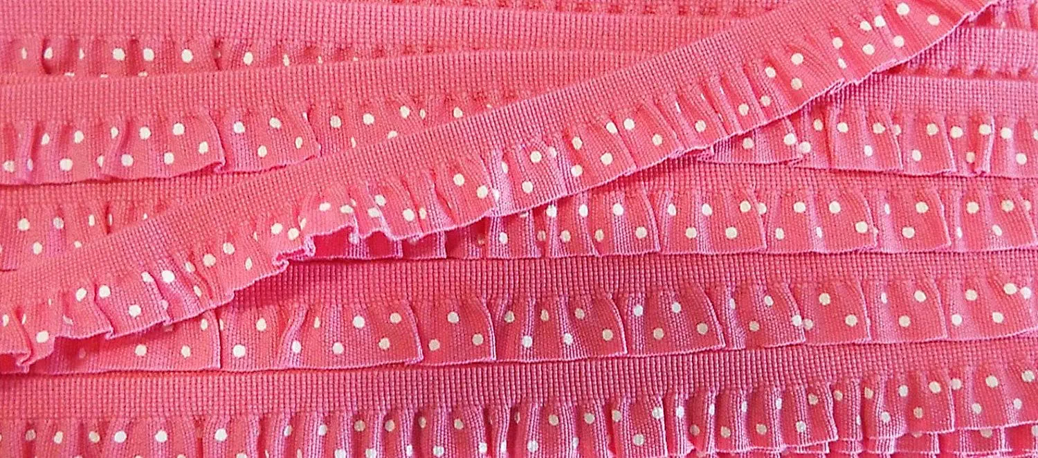 Rüsche pink gepunktet 10 mm