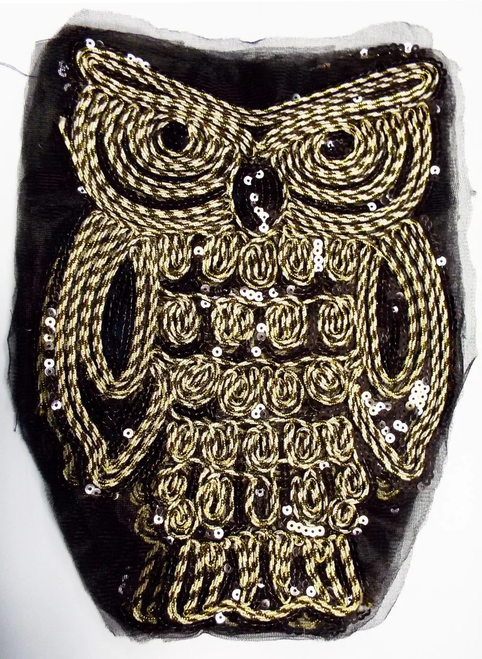 Applikation Eule schwarz/gold 30 x 21 cm