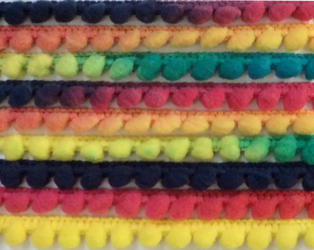 Pomponborte  10 mm regenbogen
