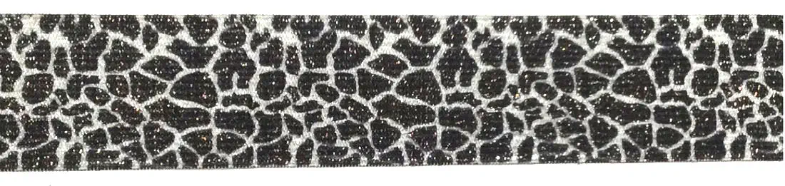 Gummiband 35 mm schwarz/weiß/Lurex Animal-Print