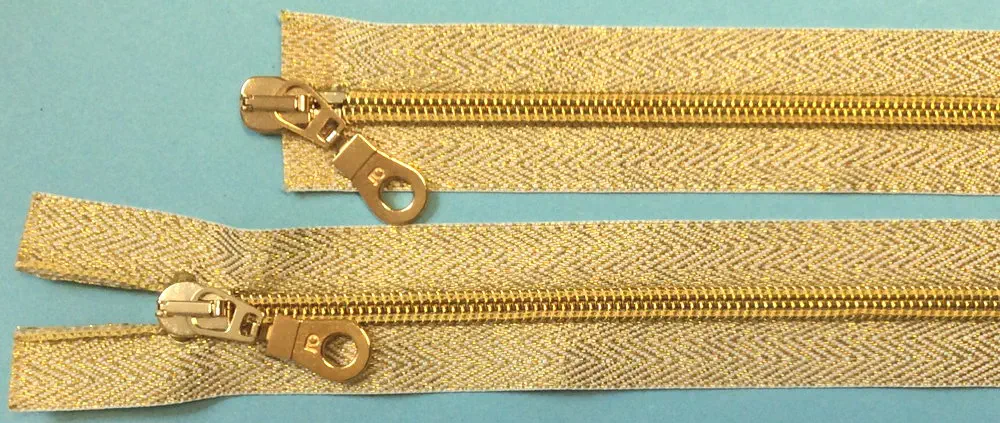 Reißverschluss gold Lurex, 070 cm Kunststoff teilbar 2-Wege Spirale R