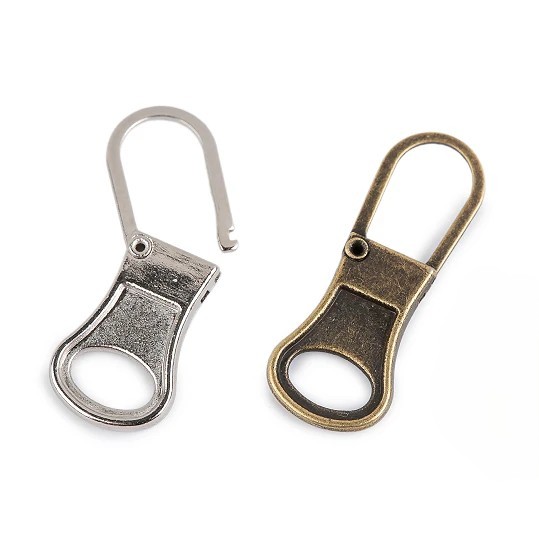 2 Ersatz-/Reparatur-Reißverschlussschieber (Zipper) aufklappbar silber und altmessing