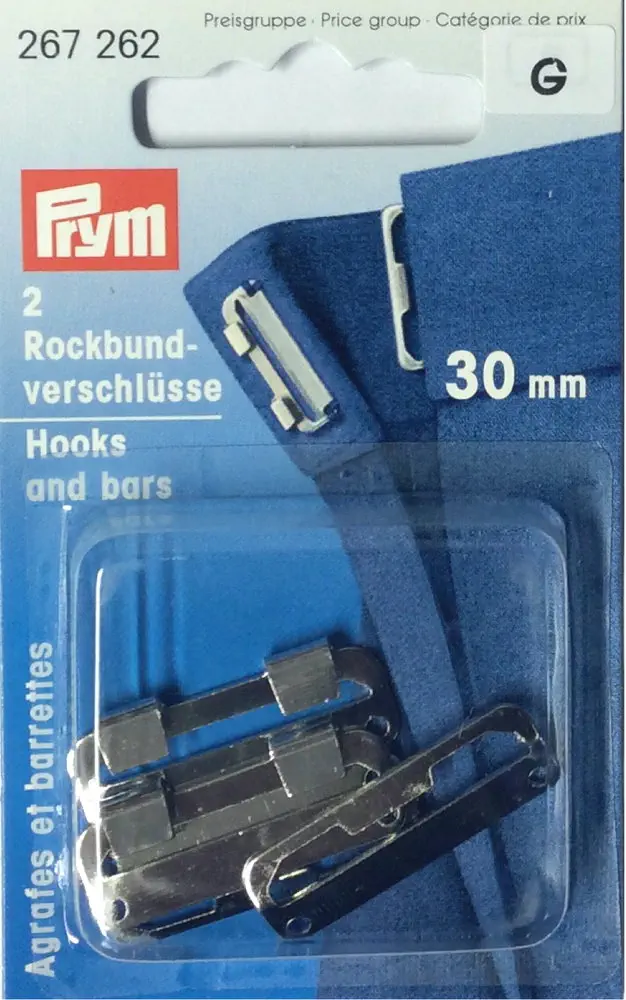 Prym 267262 Rockbundverschlüsse 30 mm silberfarbig