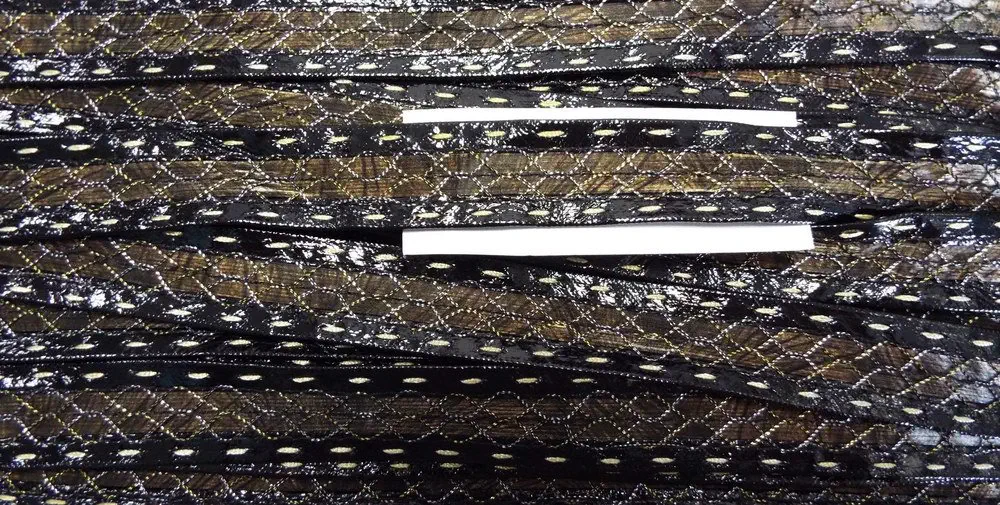 Band Leder-Optik schwarz/braun glänzend mit Lurexfaden durchzogen 20 mm