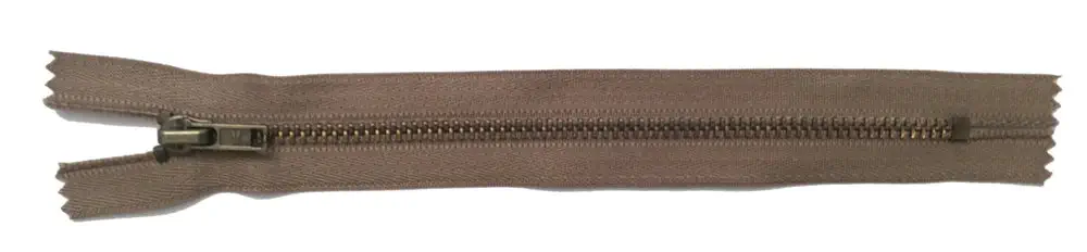 Reißverschluss braun hell, 018 cm Metall nicht teilbar 4 mm Kette