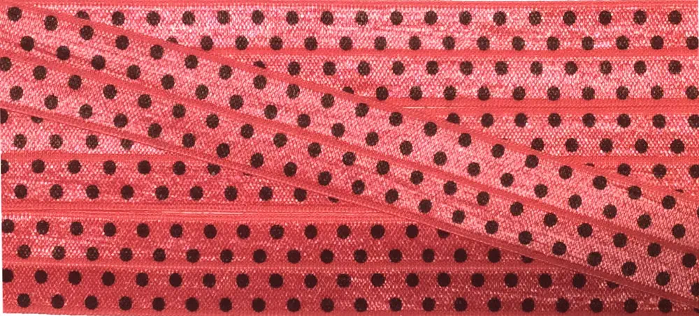 Einfaßband elastisch 20 mm coralle mit schwarzen Punkten