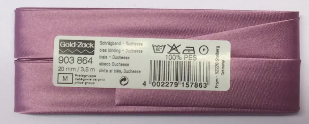 Prym 903864 3,5 m Satin-Schrägband 20mm flieder vorgefalzt