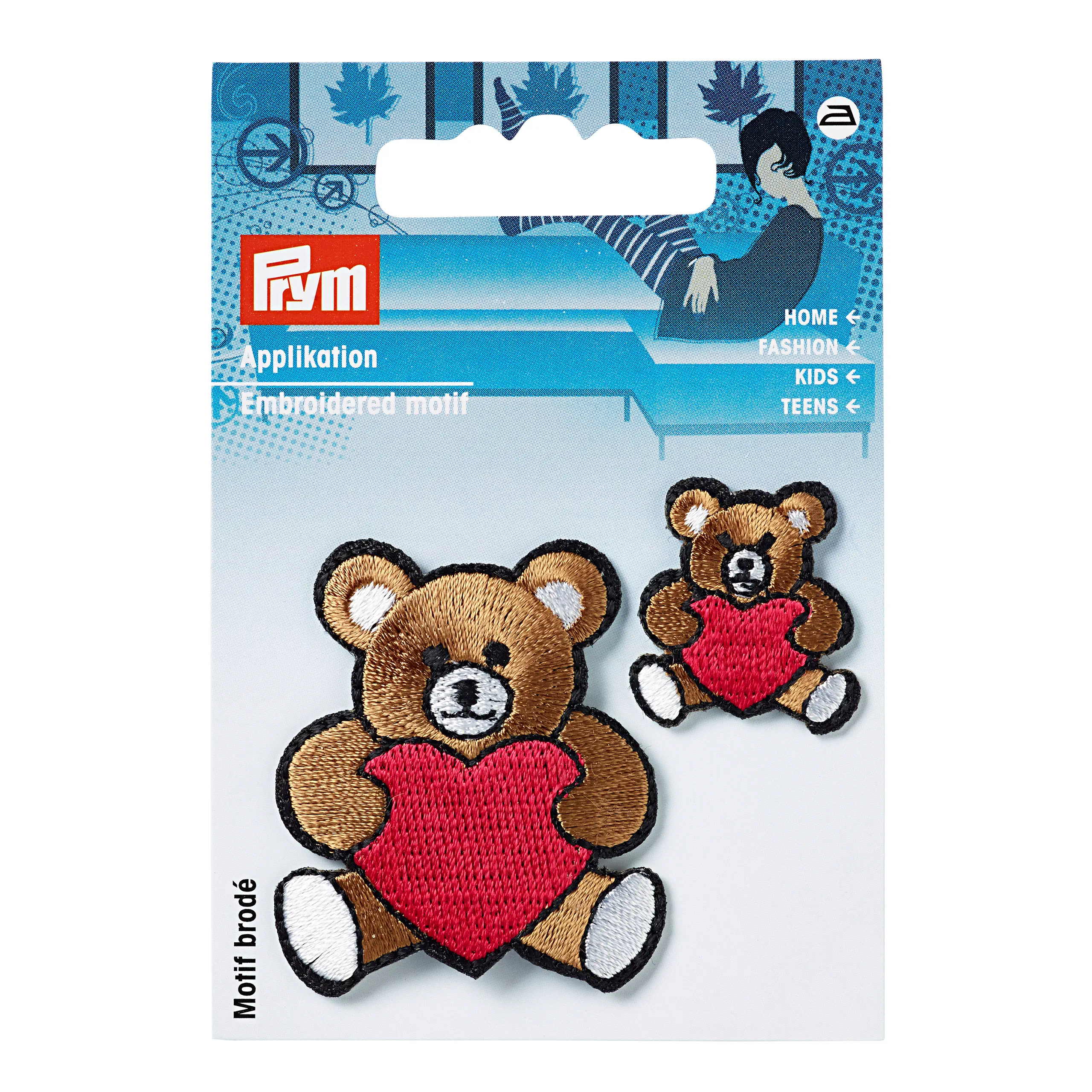 Prym 925260 Applikation Teddy, mit Herz, klein und groß aufbügelbar