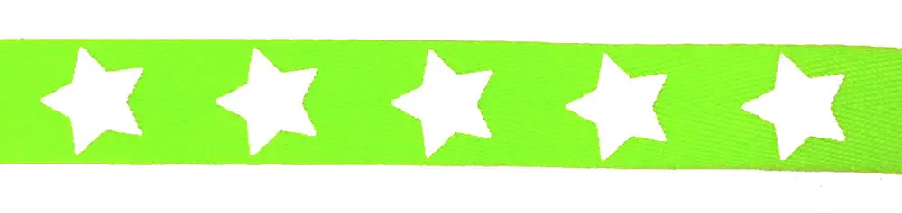 Köperband 18 mm neon grün Sterne