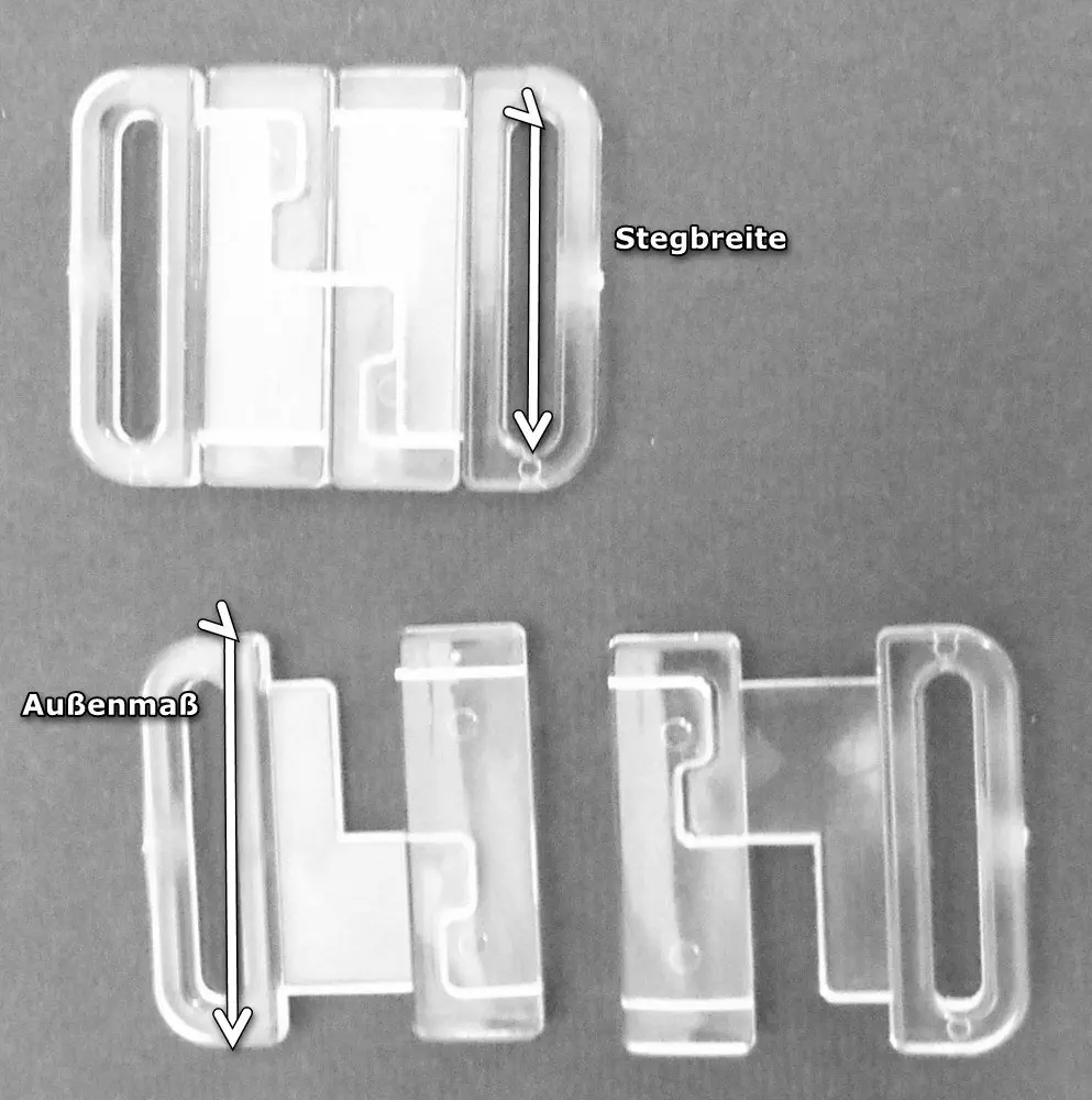 Bikiniverschluss transparent 25 mm