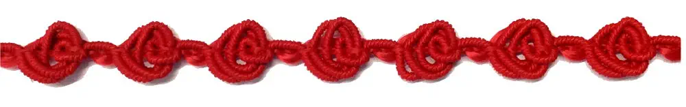 Borte 8 mm in Knötchen gelegt zu kleinen Rosen matt rot