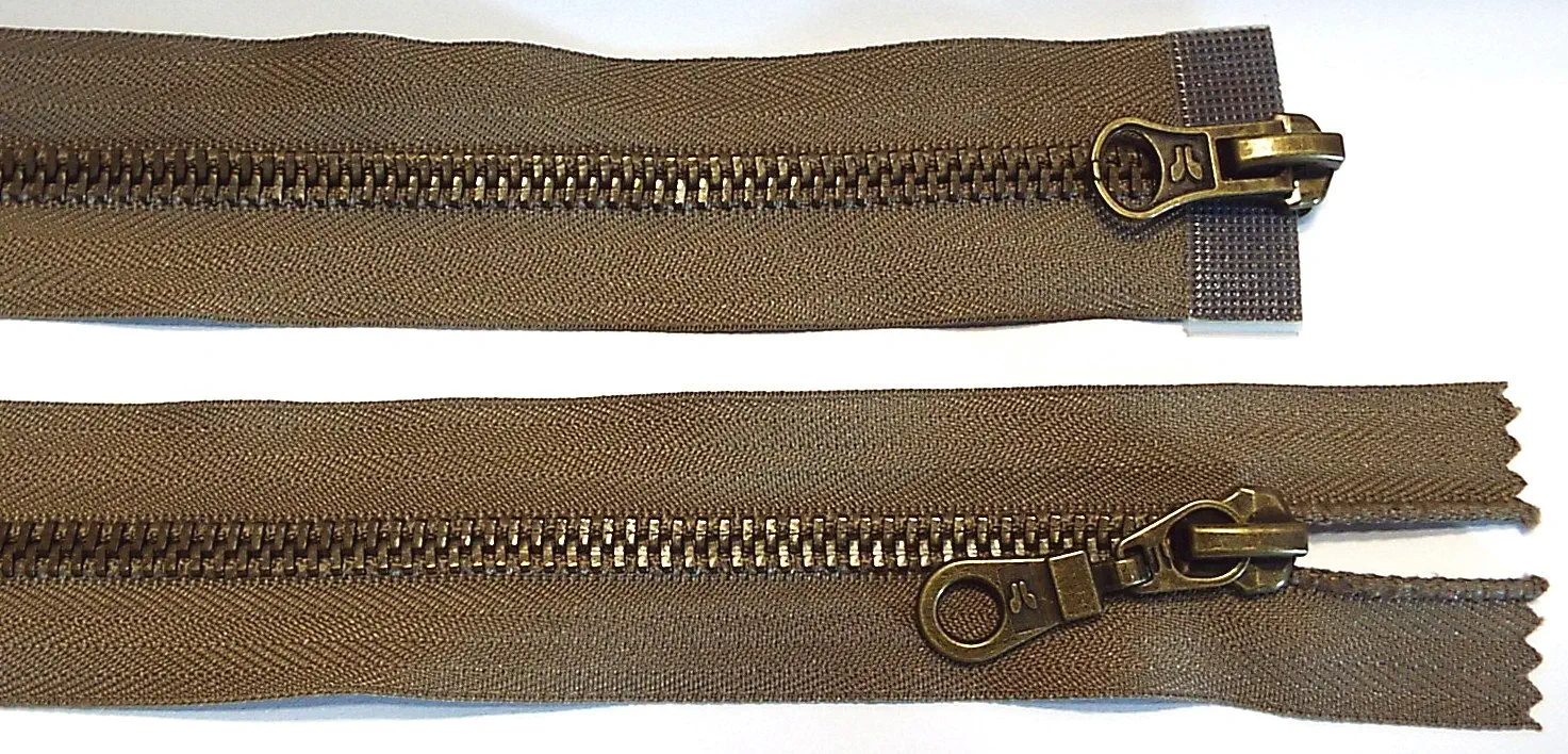 Reißverschluss braun hell, 070 cm Metall teilbar 2-Wege