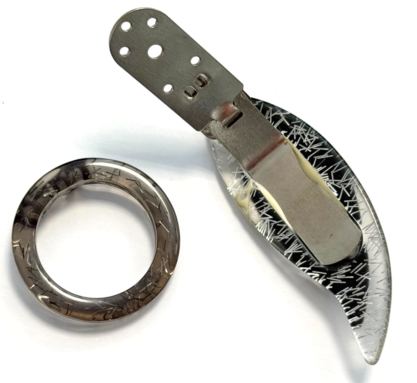 Bekleidungsverschluss Kunststoff mit Metallclip+Kunstoff Öse Gegenstück schwarz