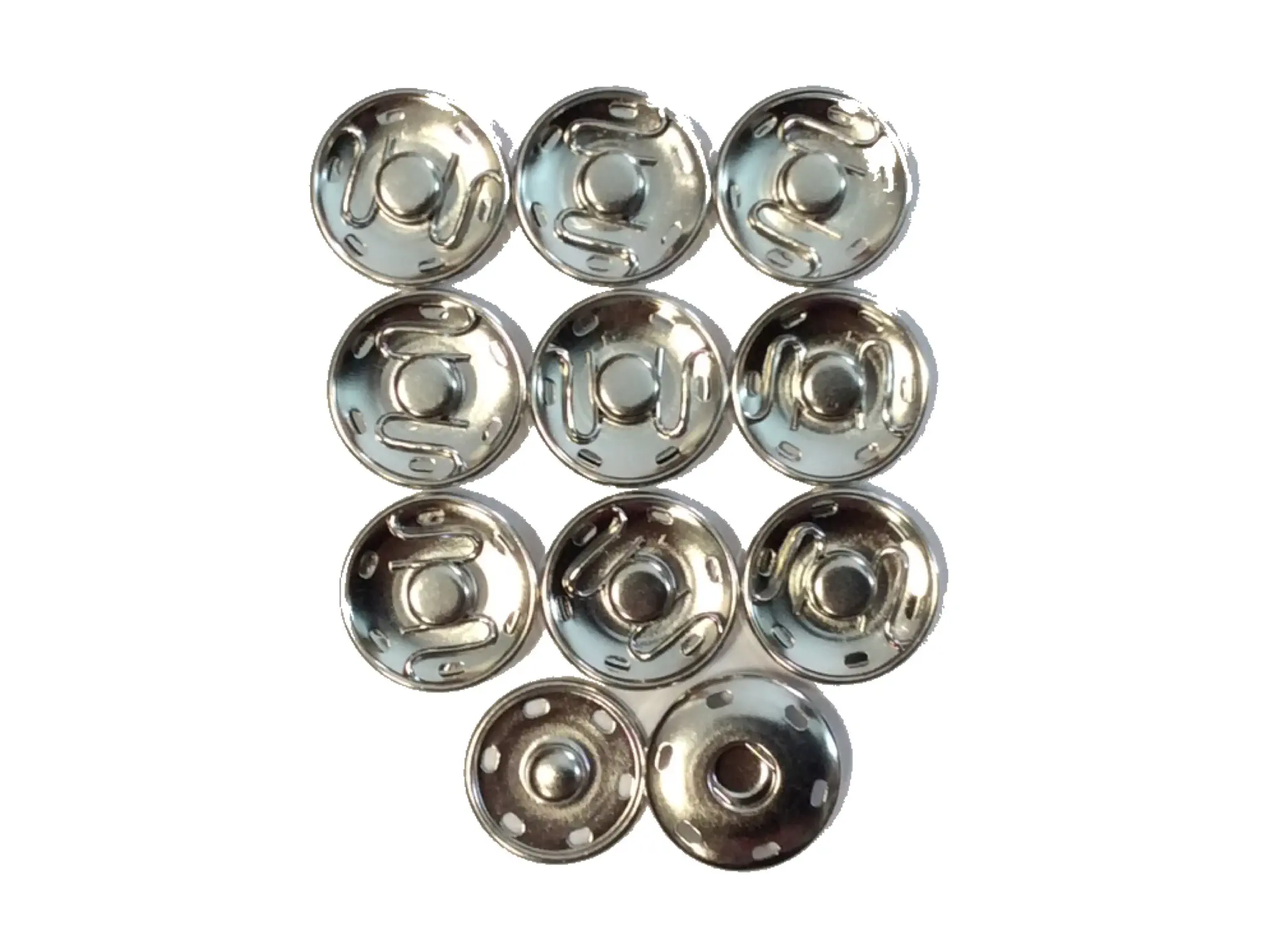 10 Druckknöpfe zum Annähen Metall silber 17 mm
