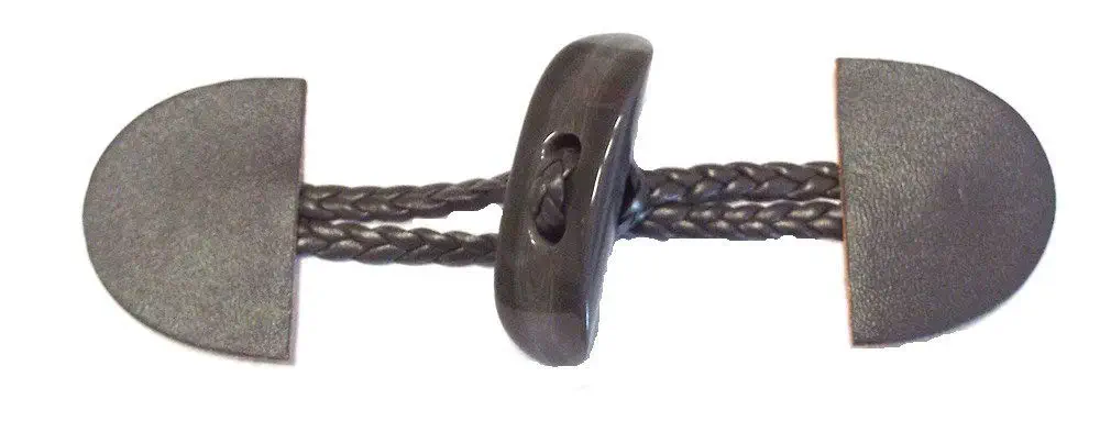 Knebelverschluß grau mit Knebelknopf 45 x 15 mm