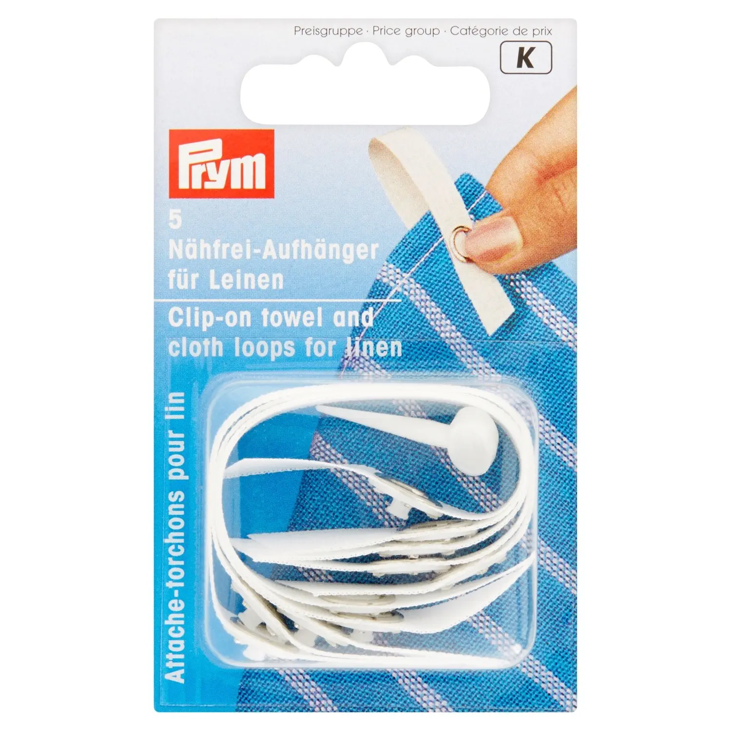 Prym 401206 Nähfrei-Aufhänger Leinen weiß