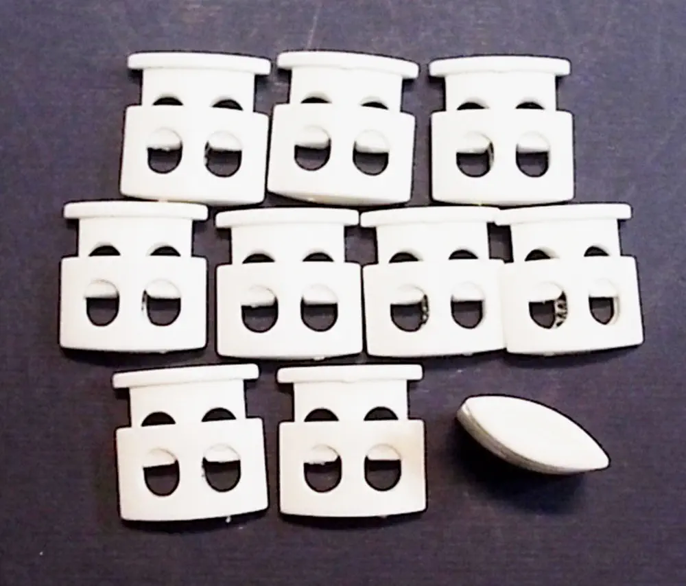 10 Kordelstopper weiß 2-Loch