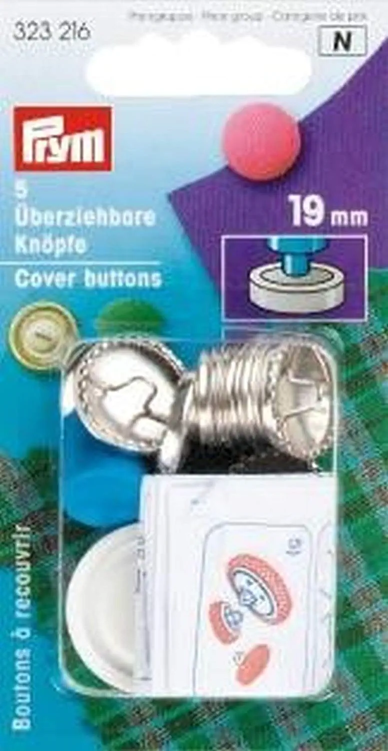 Prym 323216 Überziehbare Knöpfe mit Werkzeug 19 mm silber