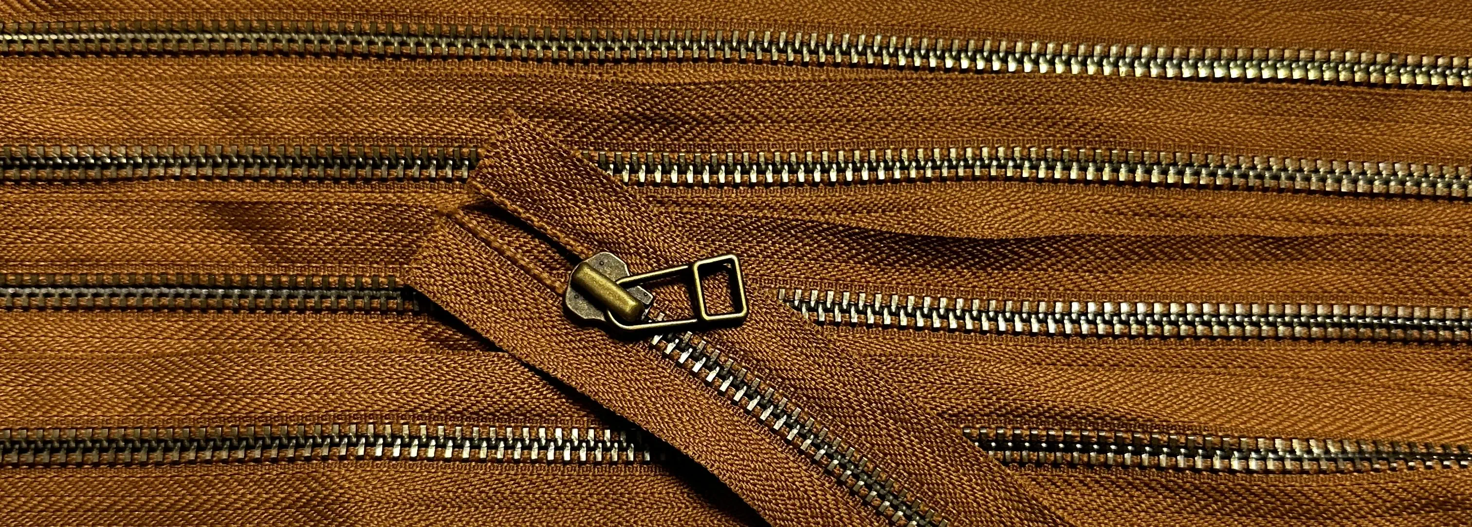Reißverschluss braun cognac, 100 cm Metall teilbar