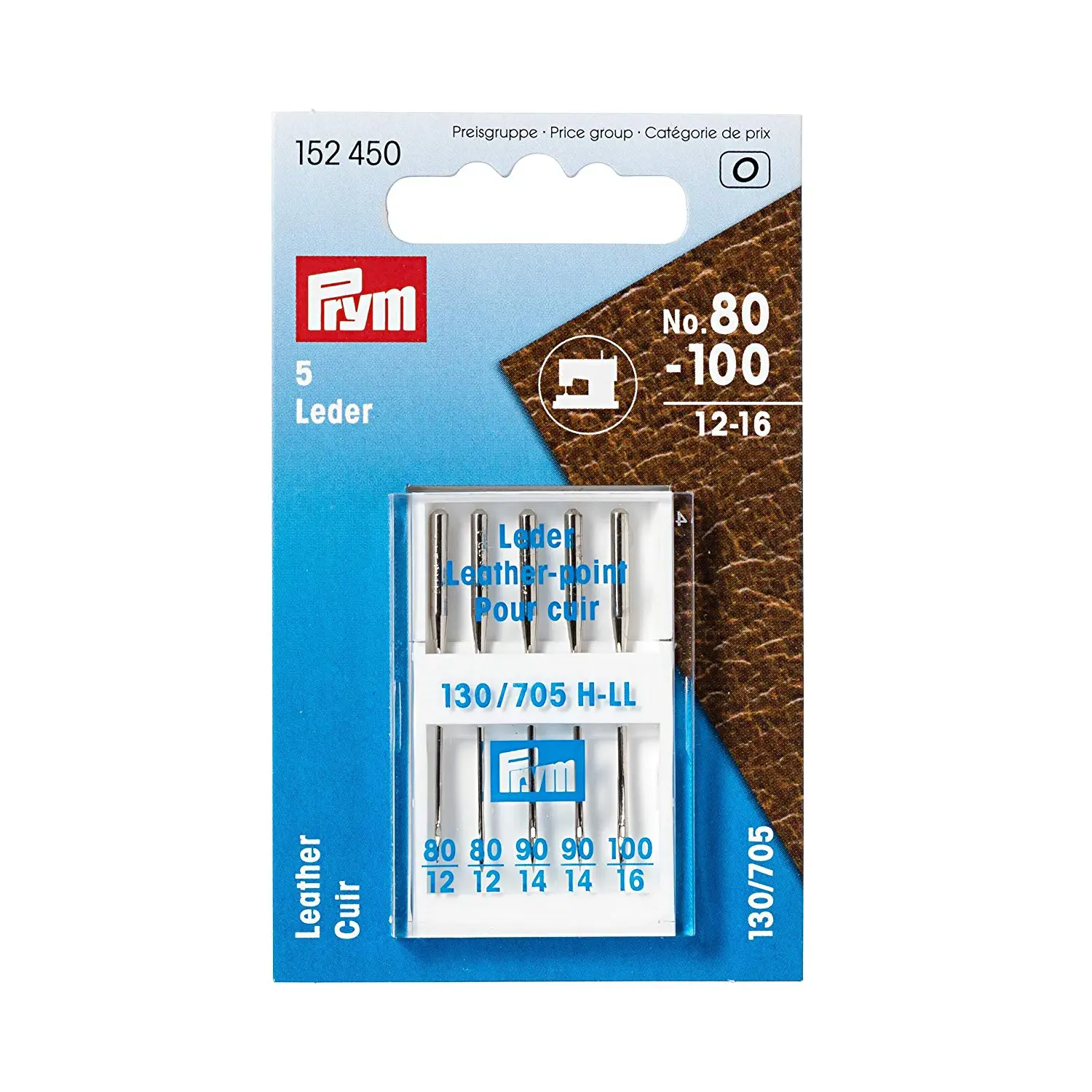 Prym 154450 Nähmaschinennadeln 130/705 Leder 80-100