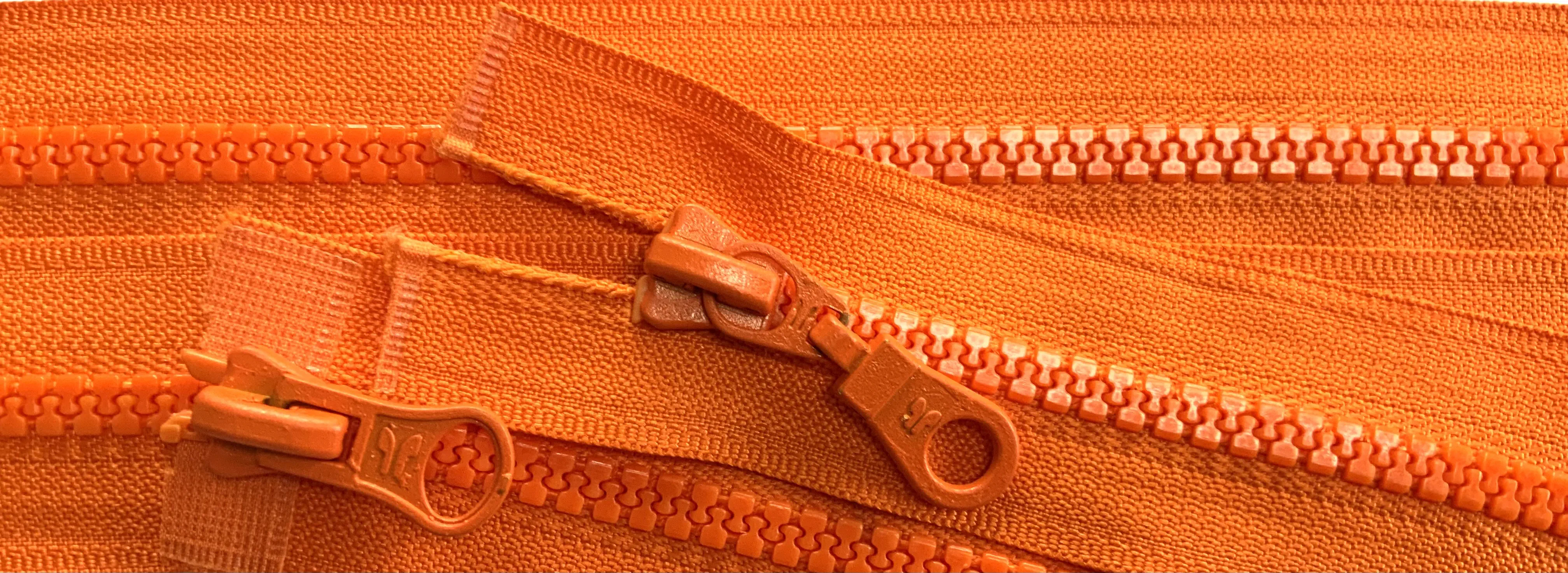 Reißverschluss orange, 080 cm Kunststoff teilbar 2-Wege Krampe