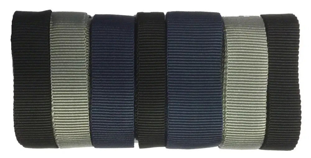 Bastelsortiment 10m PP Gurtband 25 mm, 30 mm + 40 mm Farben: grau, schwarz, dunkelblau