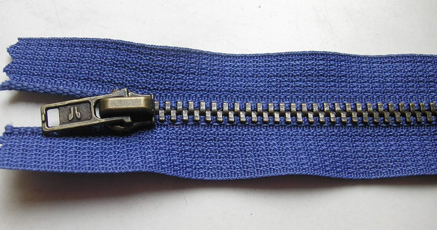 Reißverschluss blau, 018 cm Metall nicht teilbar 4 mm Kette