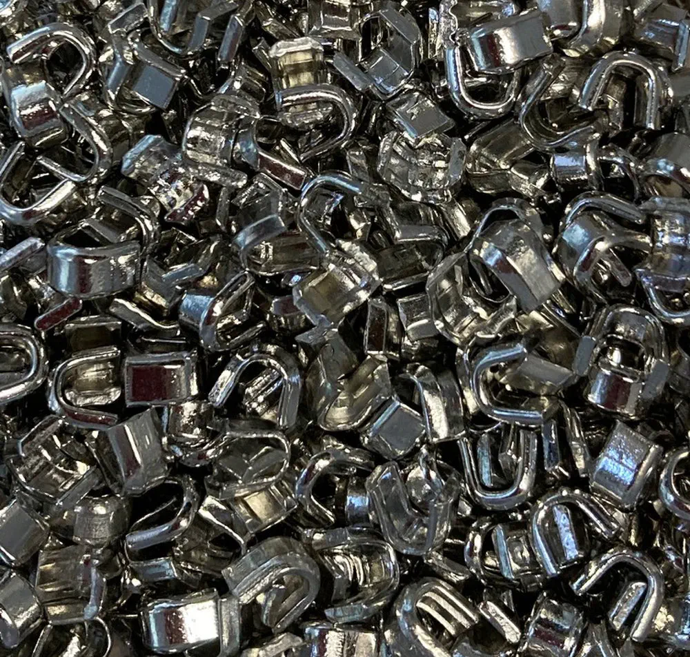 10 Reißverschluß Endstücke silber oben für 8 mm Kette
