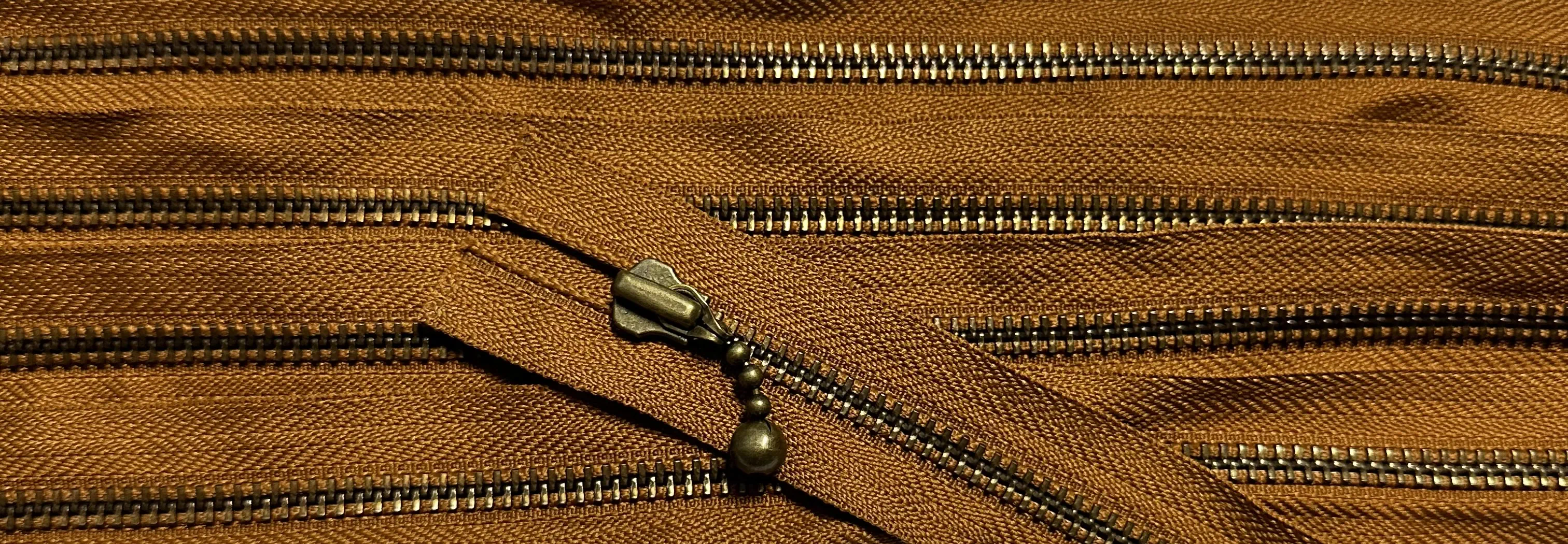 Reißverschluss braun cognac, 100 cm Metall teilbar