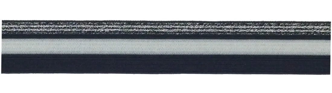 Gummiband 25 mm schwarz weiß Lurex silber