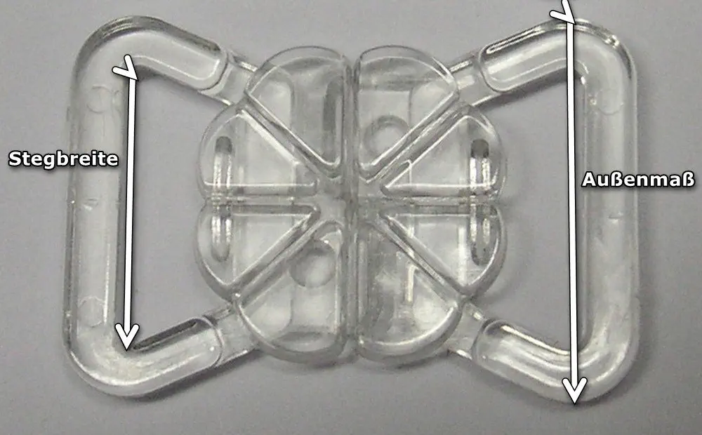 2 Bikiniverschlüsse transparent 15 mm