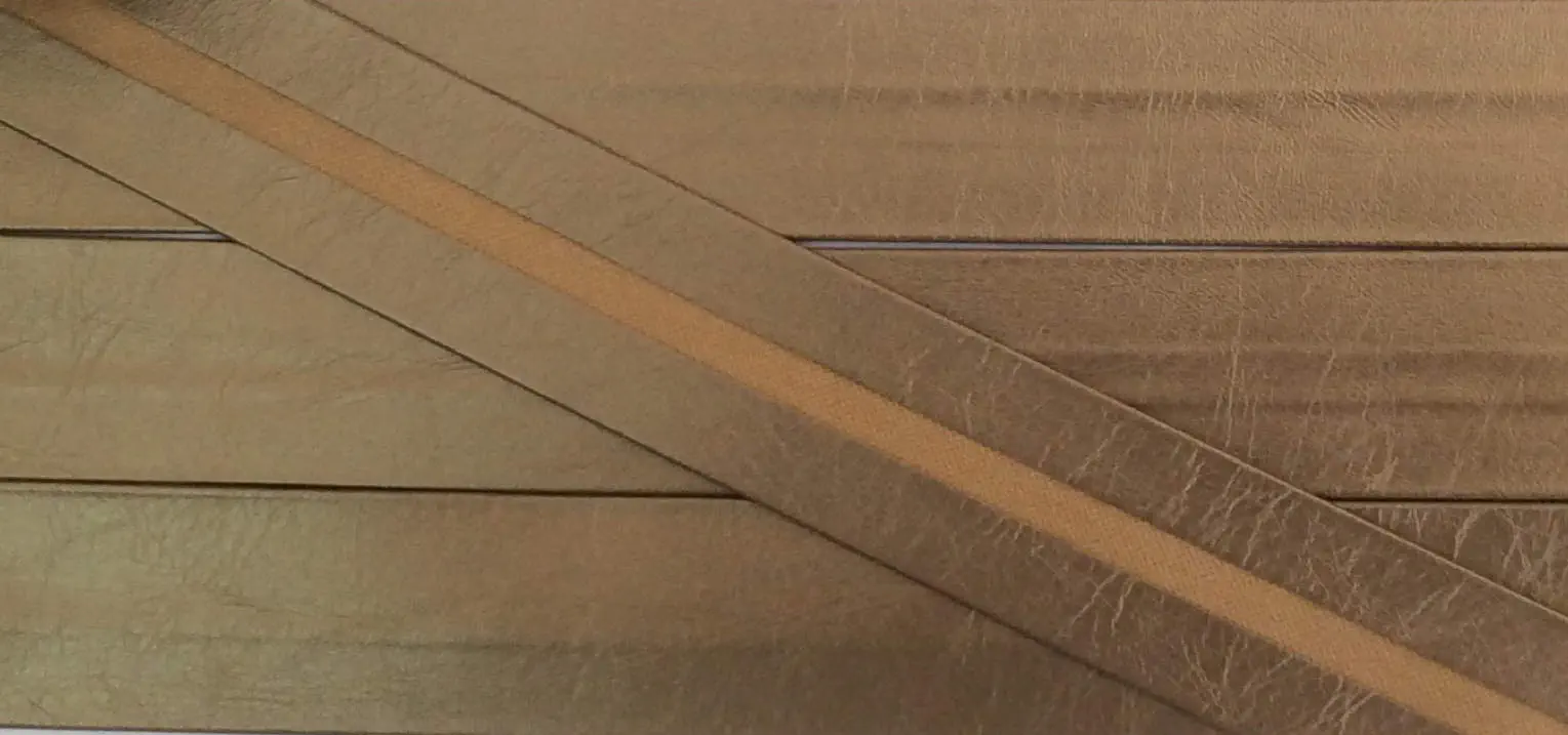 Einfaßband/Kunstleder 25 mm vorgefalzt altgold