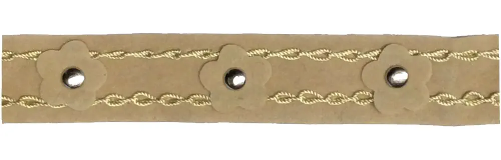 3,85m Velourband beige mit Nieten 20mm