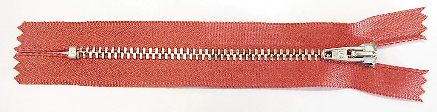 Reißverschluss rot koralle,010 cm Metall nicht teilbar 4 mm Kette